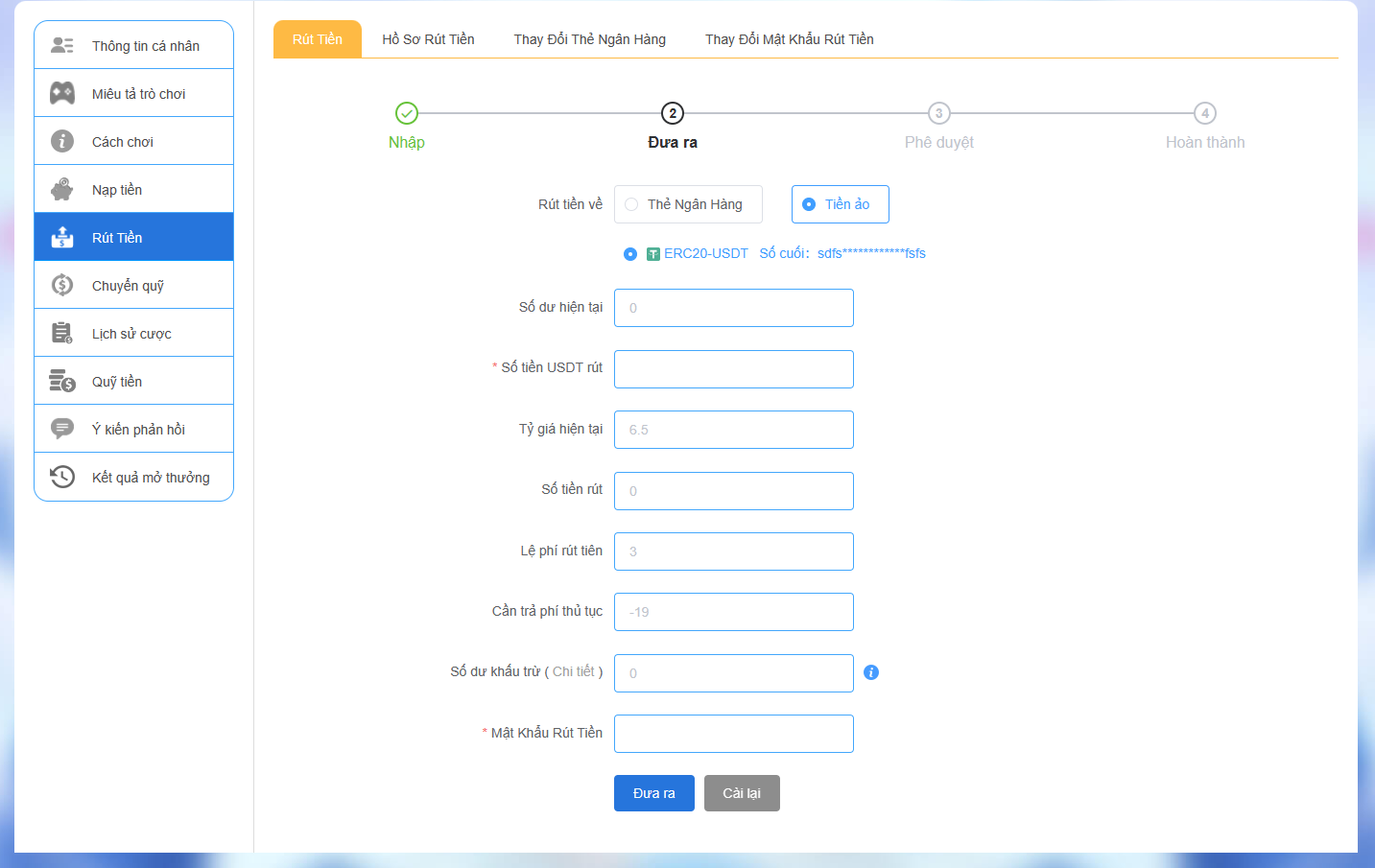 Rút tiền về tài khoản ngay lập tức tại sòng bạc 123B