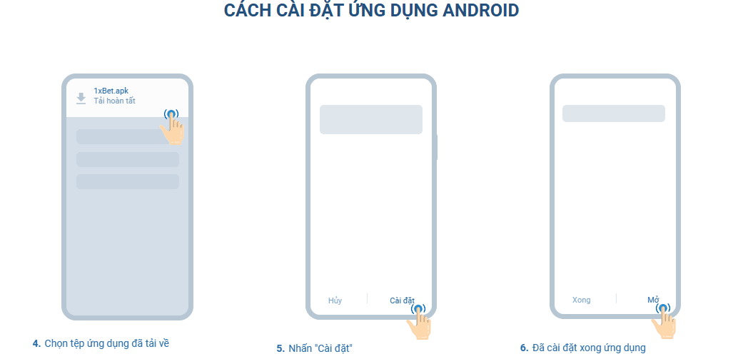 Quá trình tải xuống ứng dụng di động 1xBet