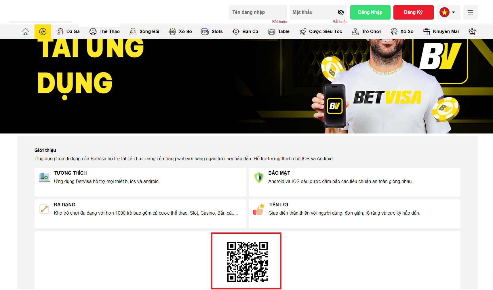 Dễ dàng tải xuống nhà cái BET Visa qua mã qr