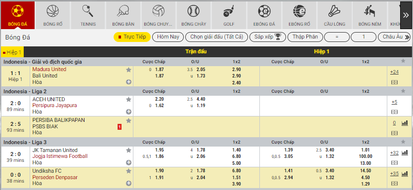 Cược thể thao tại sòng bạc dafabet