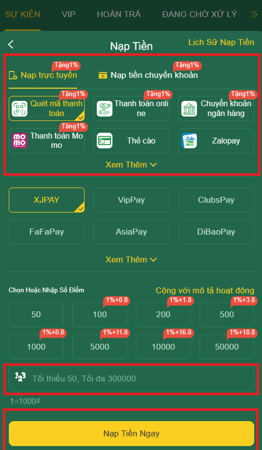 Gửi tiền đơn giản và rất nhanh vào HB88
