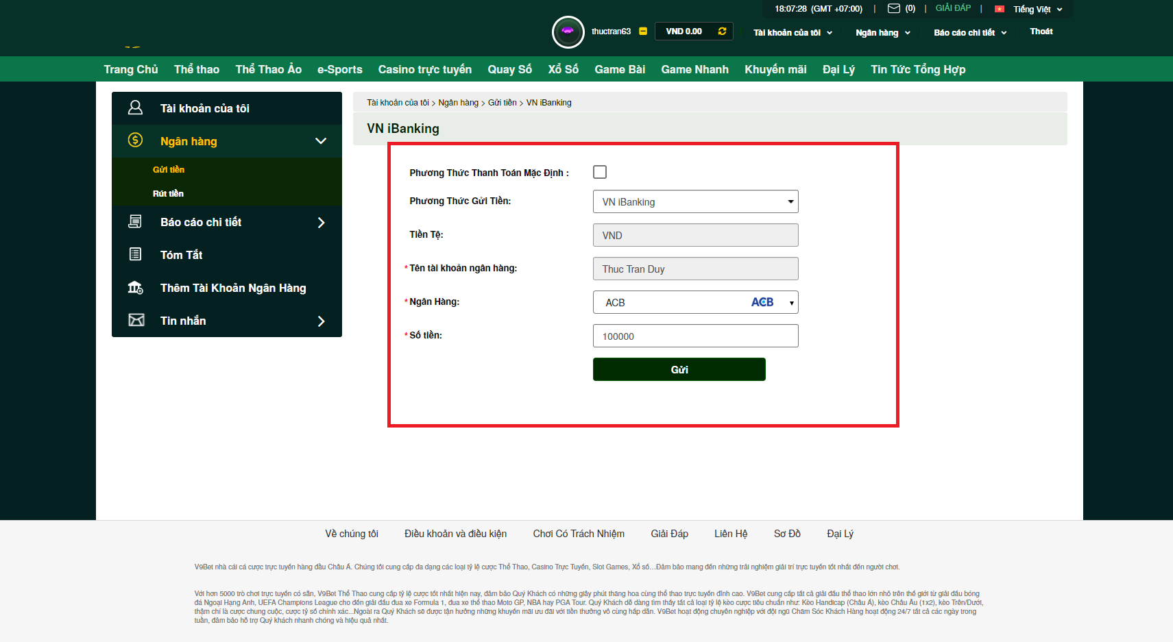 Hướng dẫn ngắn gọn từng bước để gửi tiền